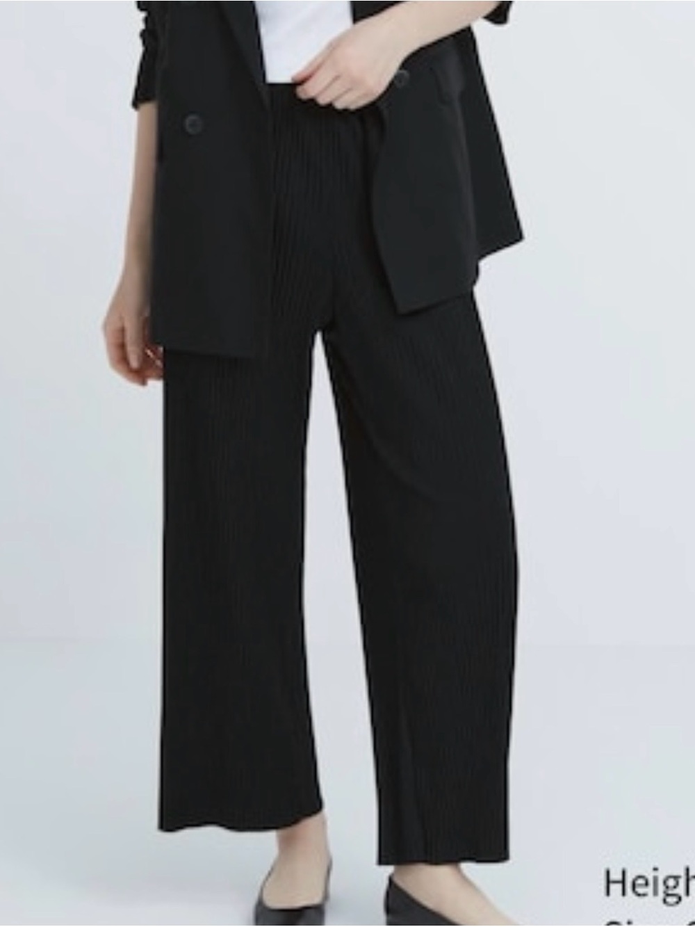 UNIQLO Women Pleated Straight Pants Black XL NWT 456032 Plisse Wide Leg